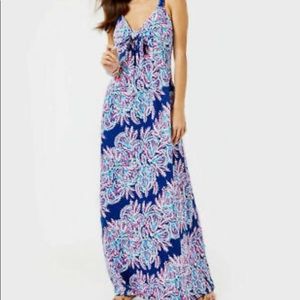 NWT Lilly Pulitzer Maui Maxi Dress Oyster Bay Blue Sz 14